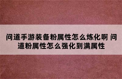 问道手游装备粉属性怎么炼化啊 问道粉属性怎么强化到满属性